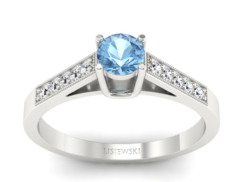 Pierścionek z topazem i brylantami białe złoto - P15138btp - 1