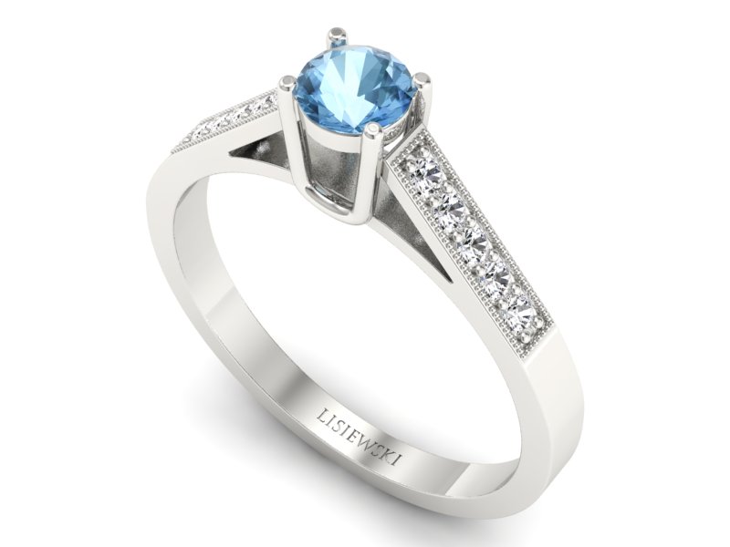 Pierścionek z topazem i brylantami białe złoto - P15138btp - 3