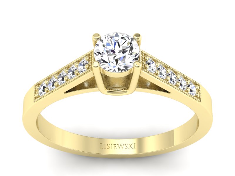 Pierścionek zaręczynowy z brylantami żółte złoto - P15138z - 1