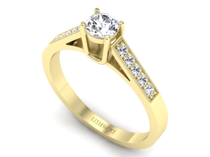 Pierścionek zaręczynowy z brylantami żółte złoto - P15138z