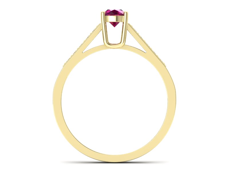 Pierścionek z rubinem i brylantami żółte złoto - P15138zr