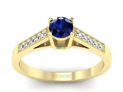 Pierścionek z szafirem i brylantami żółte złoto - P15138zsz