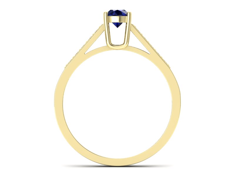 Pierścionek z szafirem i brylantami żółte złoto - P15138zsz