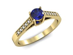 Złoty pierścionek z szafirem i diamentami złoto - P15138zszc