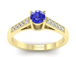 Złoty pierścionek z szafirem i diamentami złoto - P15138zszc