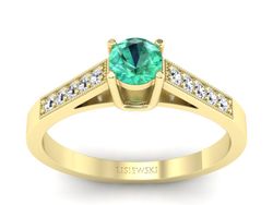 Złoty Pierścionek ze szmaragdem i diamentami - P15138zszm
