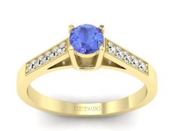 Pierścionek z tanzanitem i brylantami żółte złoto - P15138zt