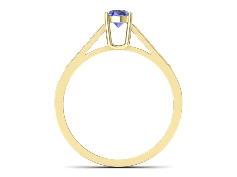 Pierścionek z tanzanitem i brylantami żółte złoto - P15138zt - 2