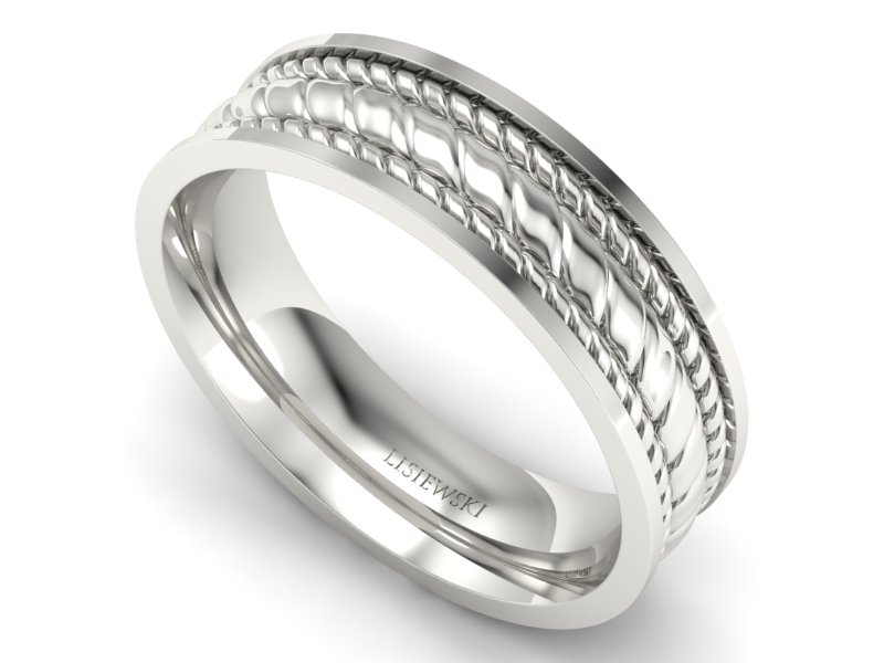 Obrączka białe złoto płaska soczewkowa - P15148b - 3