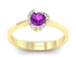 Pierścionek ametyst i brylanty żółte złoto 585 - P15150zam