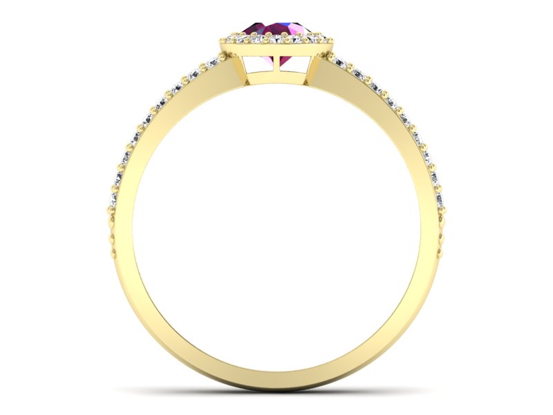 Złoty pierścionek z rubinem i brylantem złoto 585 - P15151zr - 2