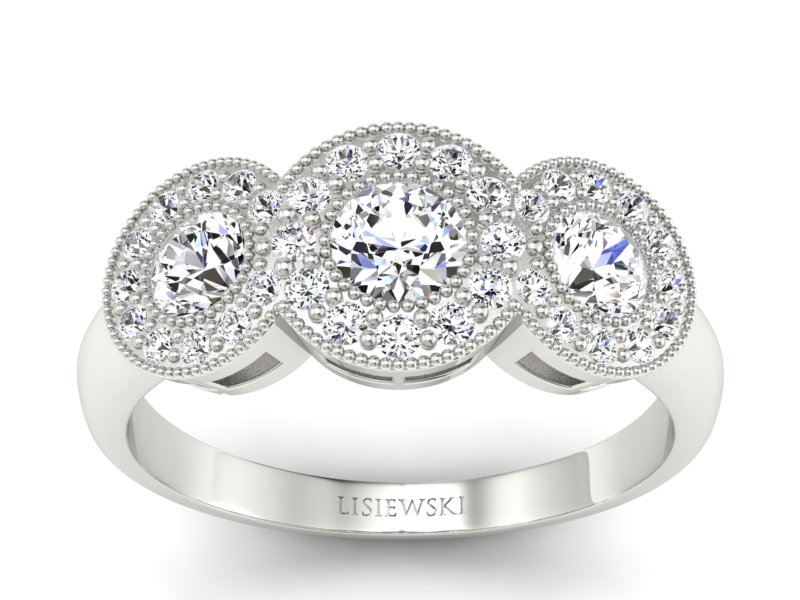 Złoty pierścionek z brylantami białe złoto - P15166b - 1