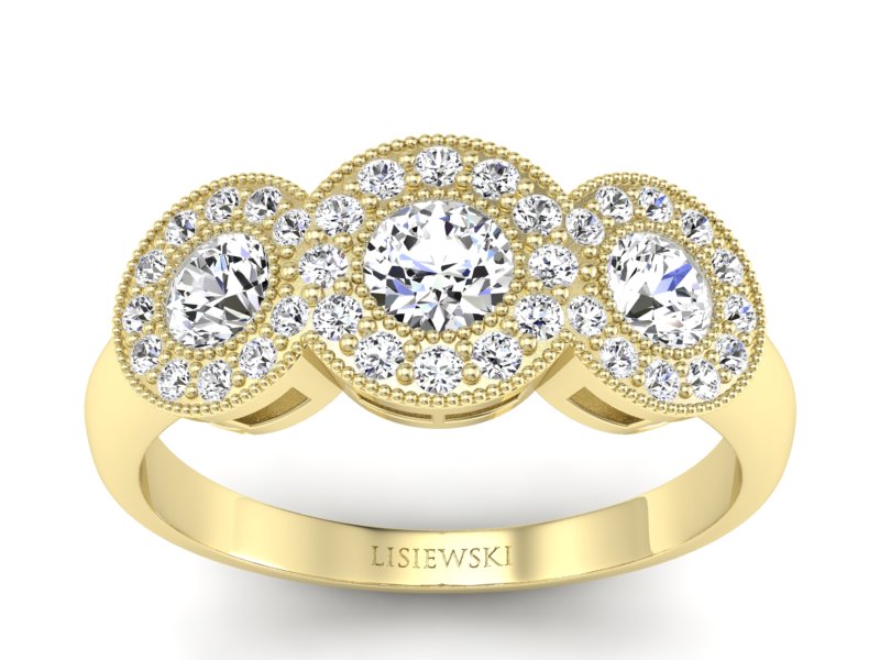 Złoty pierścionek z brylantami żółte złoto - P15166z - 1