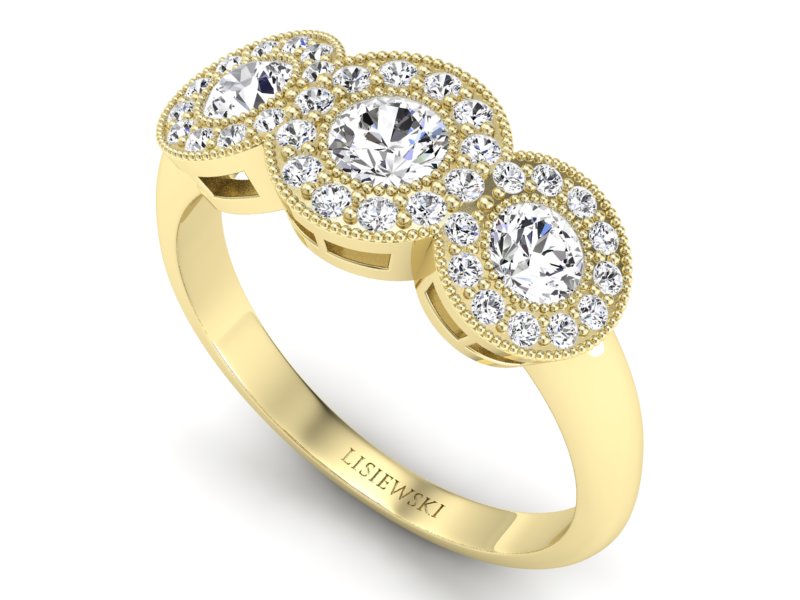 Złoty pierścionek z brylantami żółte złoto - P15166z - 3