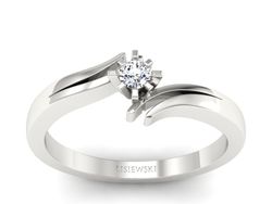 Złoty Pierścionek z brylantem białe złoto 585 - P15167b