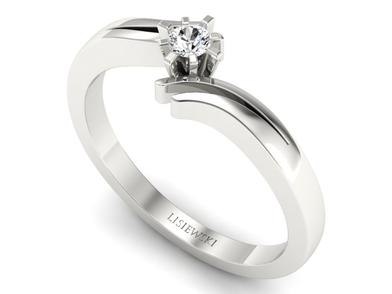 Złoty Pierścionek z brylantem białe złoto 585 - P15167b