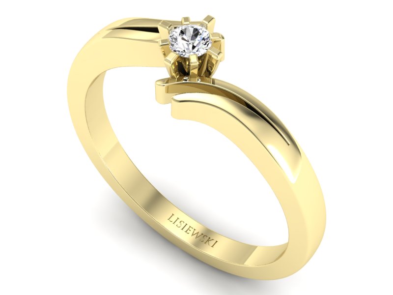 Złoty pierścionek zaręczynowy z brylantem - P15167z - 3