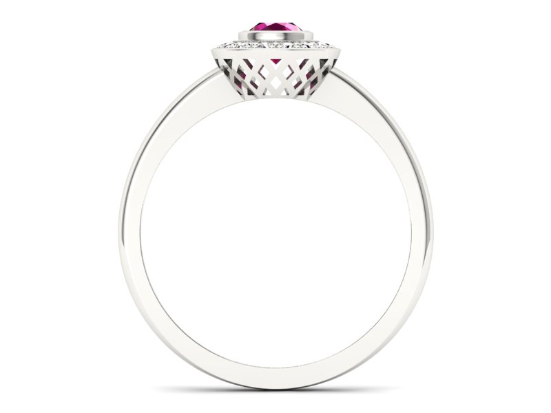 Pierścionek z rubinem i brylantami białe złoto - P15168br - 2