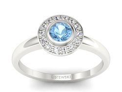 Pierścionek z topazem i brylantami białe złoto - P15168btp