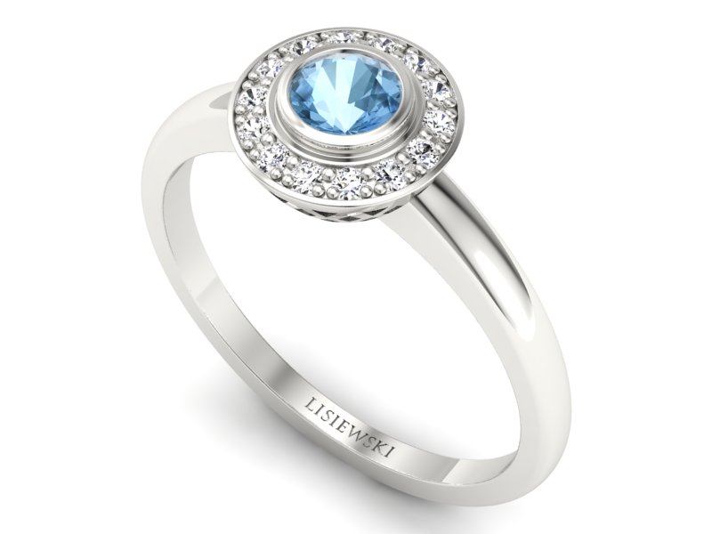 Pierścionek z topazem i brylantami białe złoto - P15168btp - 3