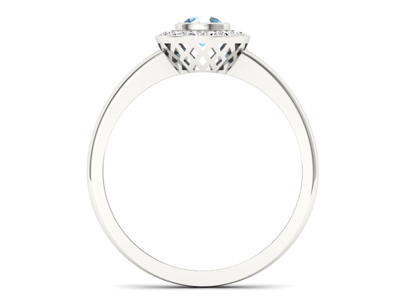 Pierścionek z topazem i brylantami białe złoto - P15168btp - 2