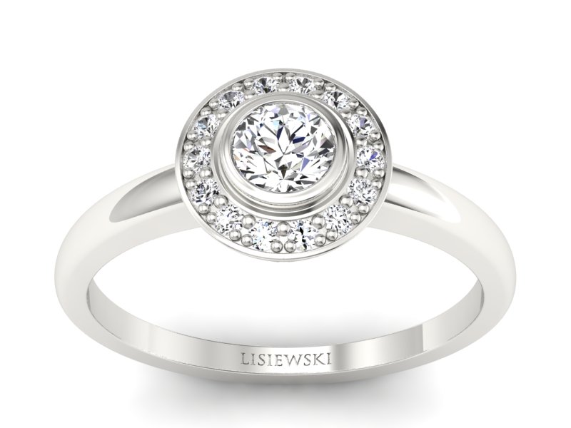 Złoty pierścionek z brylantami białe złoto - P15168bV - 1