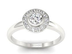 Złoty pierścionek z brylantami białe złoto - P15168bV