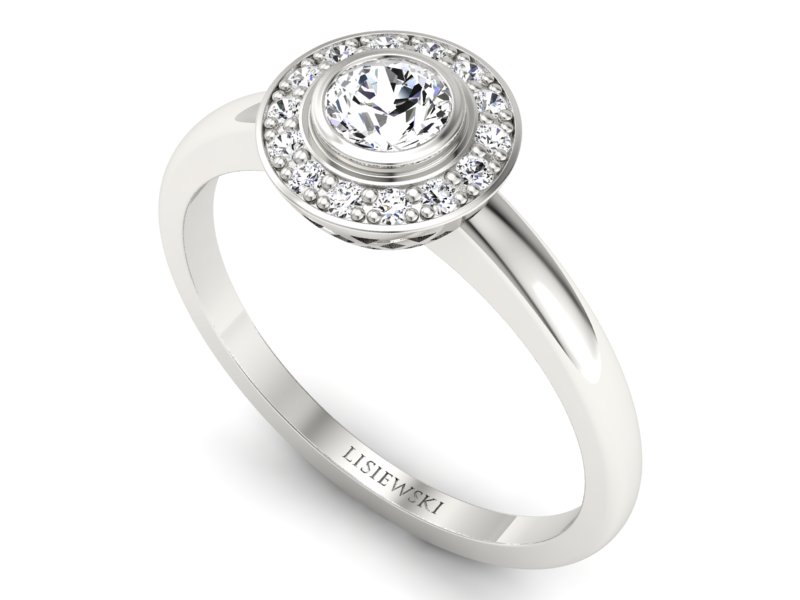 Złoty pierścionek z brylantami białe złoto - P15168bV - 3