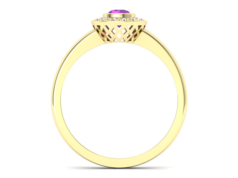 Pierścionek z ametystem i brylantami - P15168zam - 2