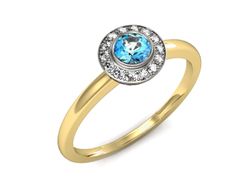 Pierścionek topaz i brylanty białe i złoto 585 - P15168zba
