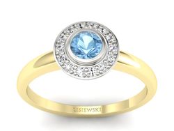 Pierścionek topaz i brylanty białe i złoto - P15168zba