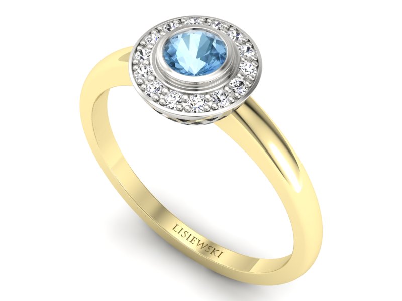 Pierścionek topaz i brylanty białe i złoto - P15168zba - 3