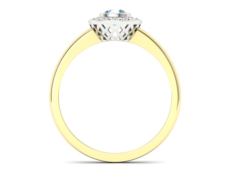 Pierścionek topaz i brylanty białe i złoto - P15168zba - 2