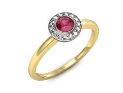 Pierścionek z rubinem i diamentami złoto 585 - P15168zbr