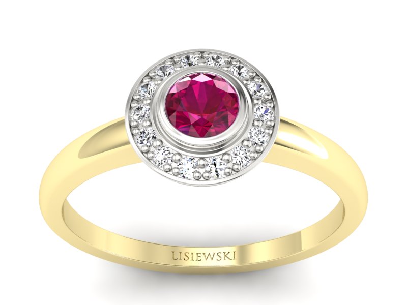 Pierścionek z rubinem i diamentami - P15168zbr - 1