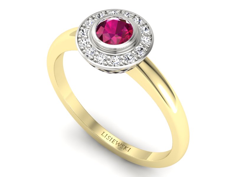 Pierścionek z rubinem i diamentami - P15168zbr - 3