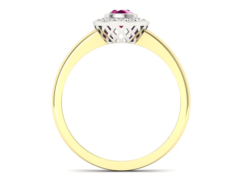 Pierścionek z rubinem i diamentami - P15168zbr - 2