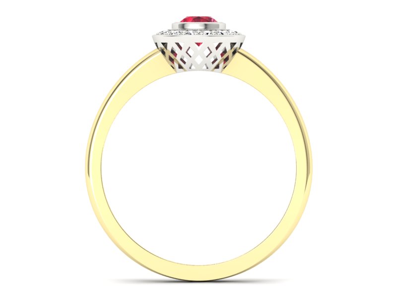 Złoty pierścionek z rubinem i brylantami - P15168zbr1 - 2