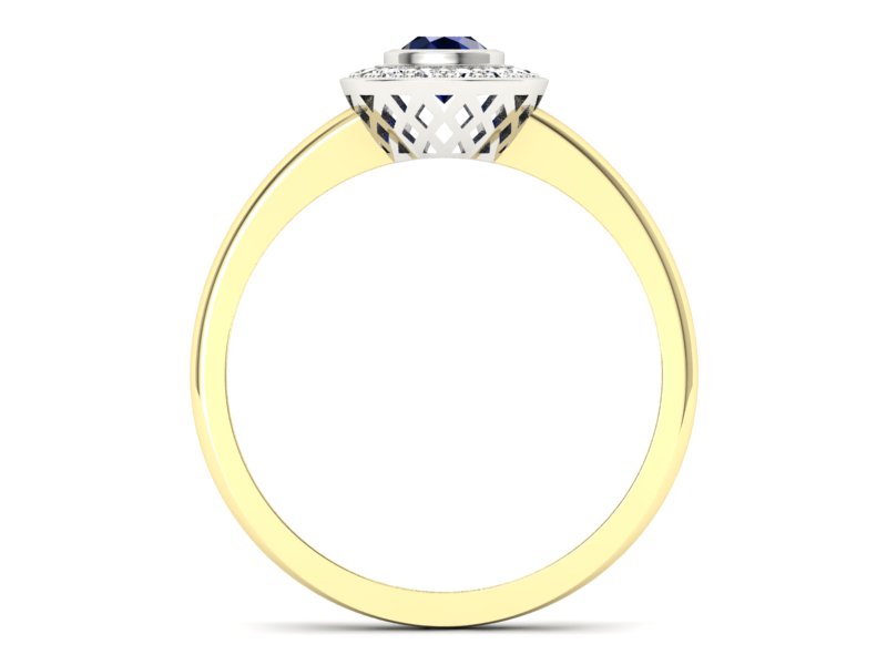 Pierścionek z szafirem i brylantami - P15168zbsz - 2