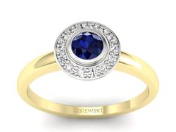 Pierścionek z szafirem i brylantami - P15168zbsz