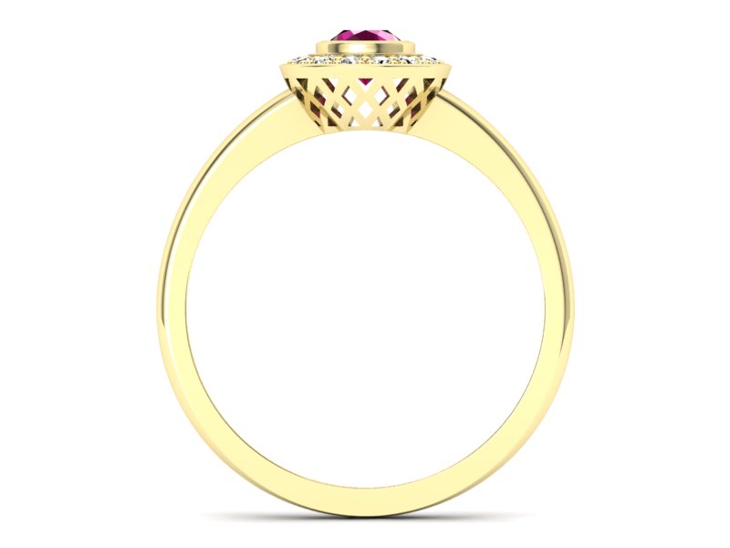 Złoty pierścionek z rubinem i brylantem - P15168zr - 2