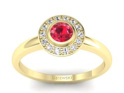 Pierścionek z rubinem i brylantami - P15168zr1