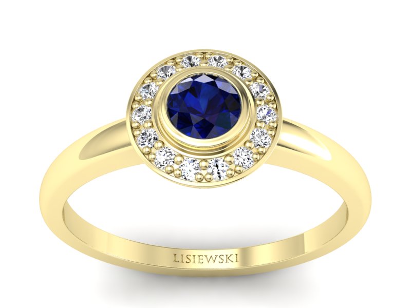 Pierścionek z szafirem i brylantami - P15168zsz - 1