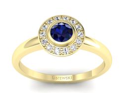 Pierścionek z szafirem i brylantami - P15168zsz