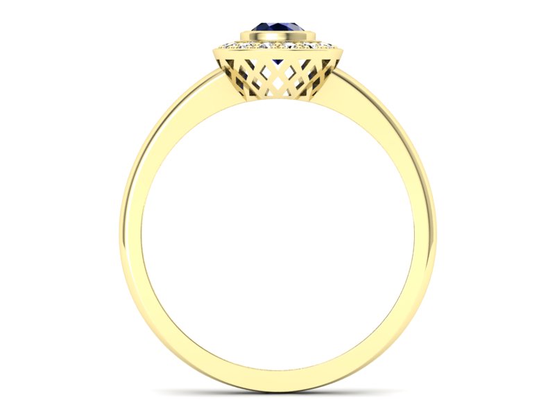 Pierścionek z szafirem i brylantami - P15168zsz - 2