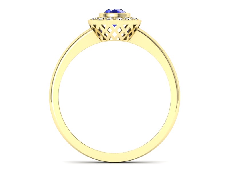 Złoty pierścionek z szafirem i brylantami - P15168zszc - 2