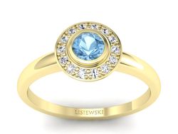 Złoty pierścionek z topazem i brylantami - P15168ztp