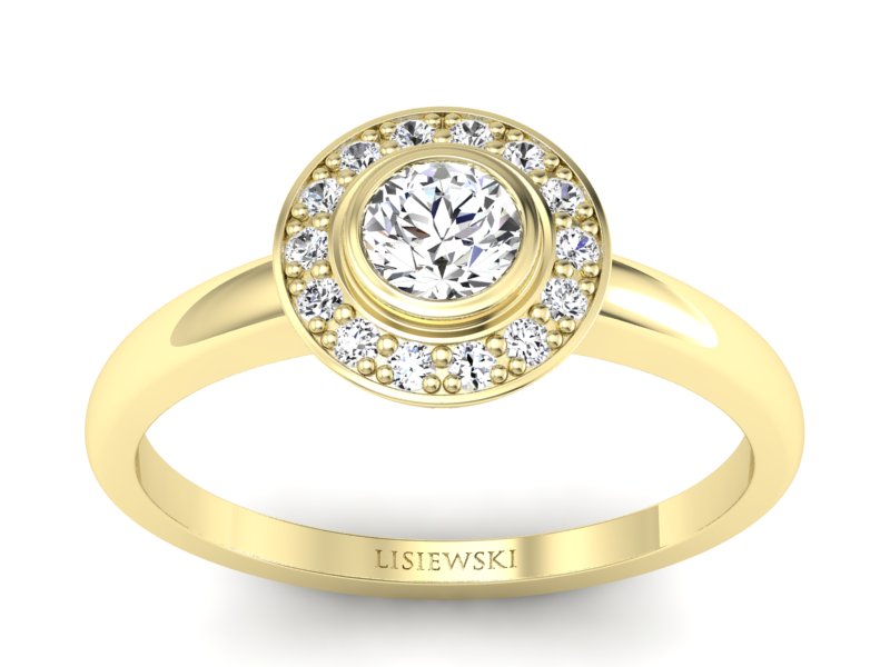 Złoty pierścionek z brylantami żółte złoto - P15168zV - 1