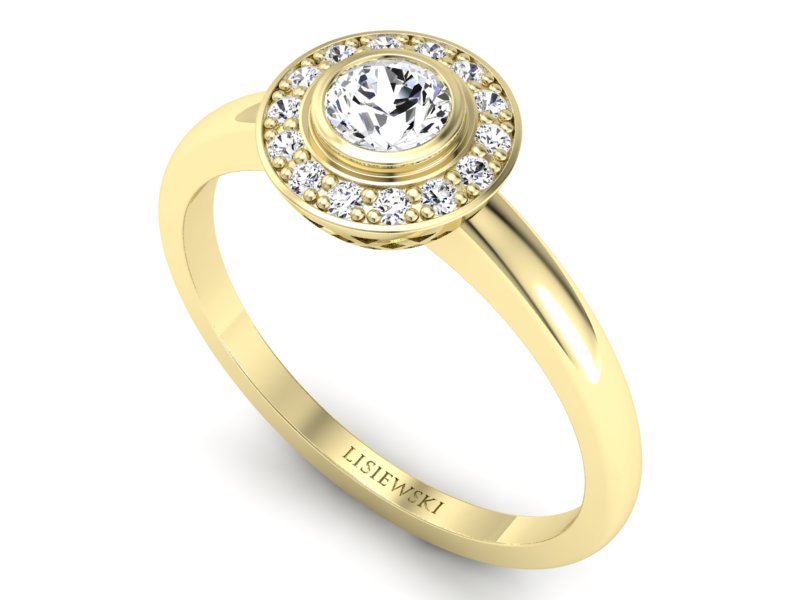 Złoty pierścionek z brylantami żółte złoto - P15168zV - 3