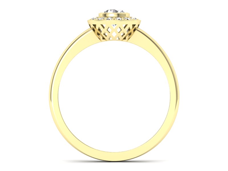 Złoty pierścionek z brylantami żółte złoto - P15168zV - 2